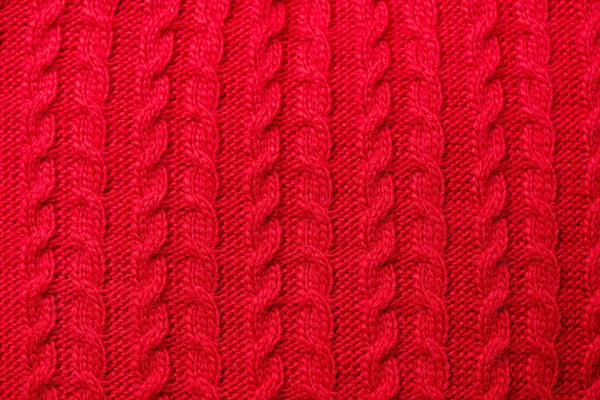 Texture Tricotée Rouge Avec Des Nattes Fond Tricoté Rouge Noël — Photo