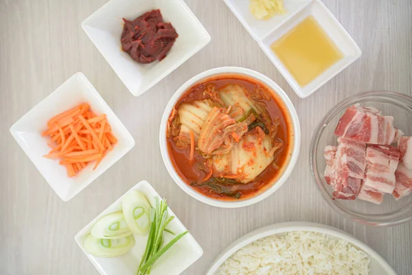 Picture Set Ingredients Making Kimchi Fried Rice — Fotografia de Stock