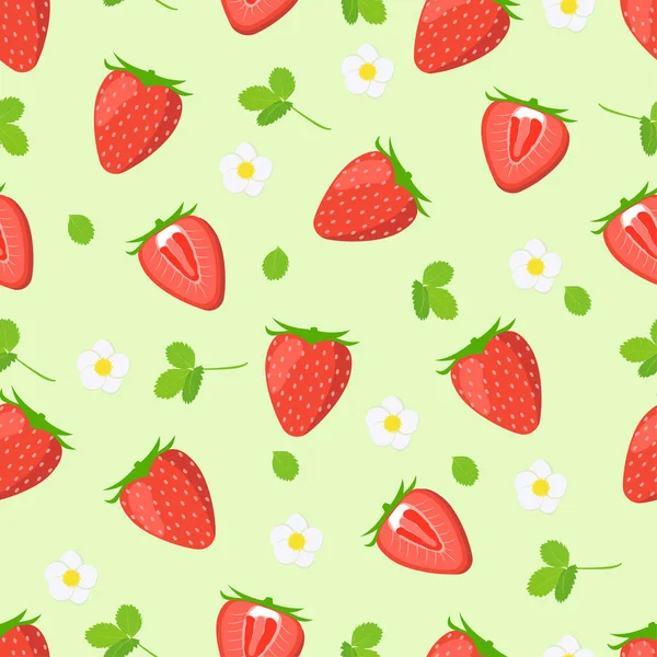 漫画イチゴシームレスパターン カード メニューカバー ウェブページに使用される新鮮な農場有機果実のベクトル背景 — ストックベクタ