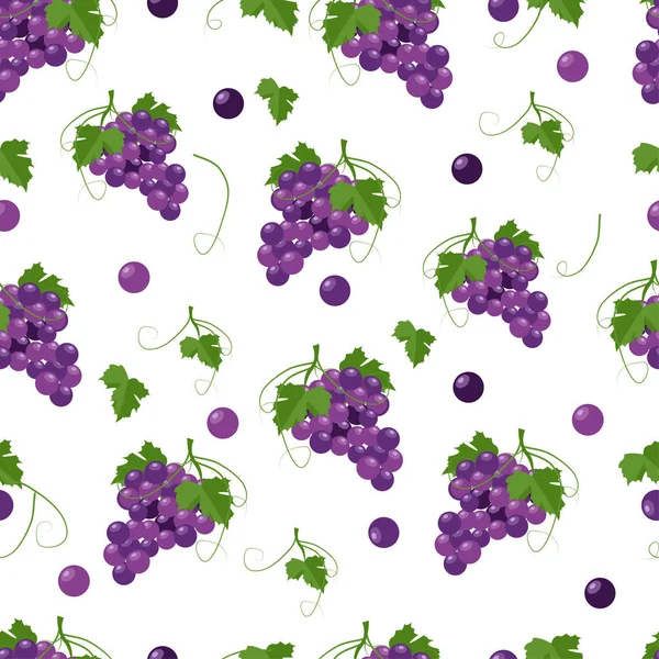 パターンブドウだ 漫画のブドウのシームレスなパターン カード メニューカバー ウェブページに使用される新鮮な農場有機果物のベクトル背景 — ストックベクタ
