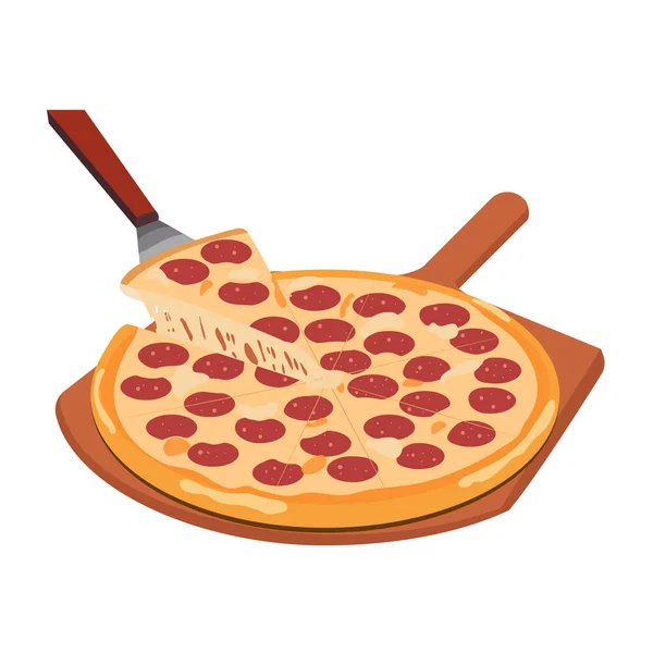 Пицца Помидорами Сыром Салями Традиционный Итальянский Фаст Фуд Европейская Закуска — стоковый вектор