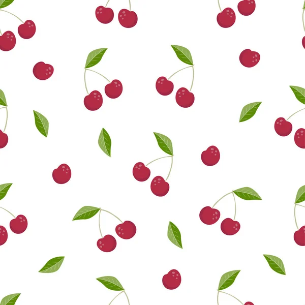 无缝红樱桃图案设计 扁平樱桃图案模板矢量 — 图库矢量图片