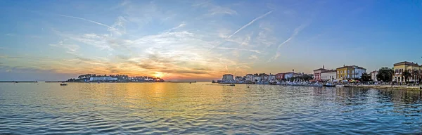 Image Colorful Sunset Harbor Croatian Coastal Town Porec Summer — Stock Photo, Image