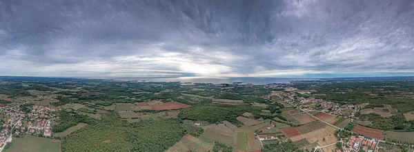 Panorama Drones Sobre Costa Adriática Istria Cerca Porec Tomada Desde —  Fotos de Stock