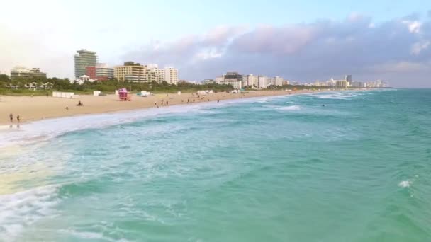 Drone Video Miami Beach Skyline Sunrise Morning Light — стокове відео
