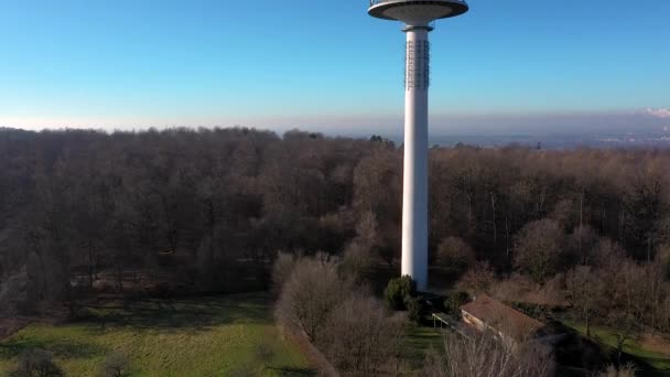 Drone Video Rádiótorony Közelében Ettlingen Németországban Kilátással Karlsruhe Rajna Völgy — Stock videók