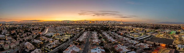 Panorama Drones Sobre Horizonte Iluminado Las Vegas Noite Inverno — Fotografia de Stock