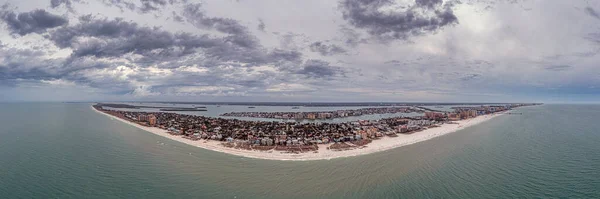 Drone Panorama Över Clearwater Stranden Florida Dagtid Med Molnig Himmel — Stockfoto