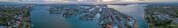 Drone Panorama South Causeway Isles Treasure Island Petersburg Florida Sunset — стоковое фото