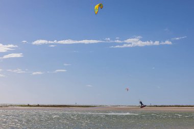 Fırtınalı hava ve gün ışığında Florida 'da uçurtmacıların resmi