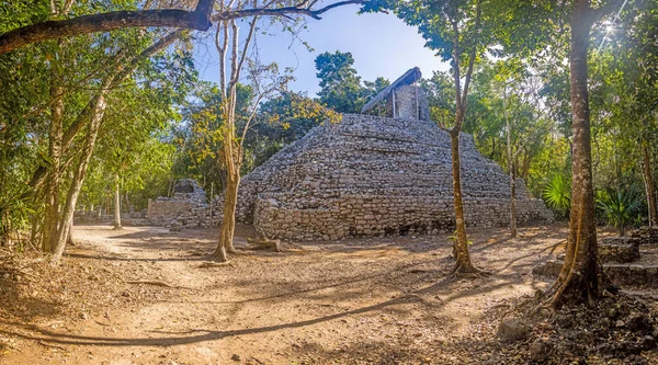 Picture Historic Pyramid Mexican Inca City Coba Yucatan Peninsula Day — Stock Photo, Image