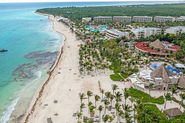 Panorama Tropical Beach Taken Water Day Sunshine Blue Sky — Foto Stock