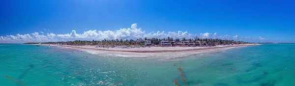 Panorama Tropical Beach Taken Water Day Sunshine Blue Sky — Foto Stock