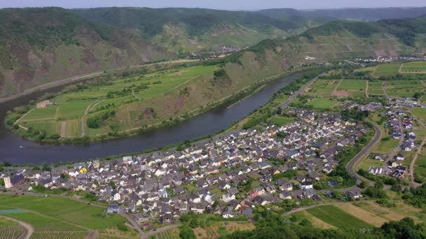Video Mosel Loop German Village Bremm Rhineland Palatinate Summer Daytime — Video Stock