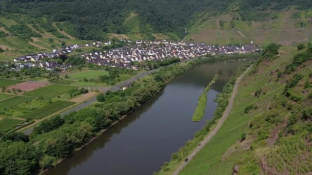 Video Mosel Loop German Village Bremm Rhineland Palatinate Summer Daytime — Stockvideo