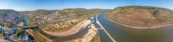 Drone Picture Nahe Estuary Almost Dried Nahe River Dry Summer — Zdjęcie stockowe