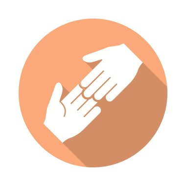 Hayırseverlik simgesi. Grafik ve web tasarımı için izole edilmiş uzun gölgeli basit illüstrasyon.