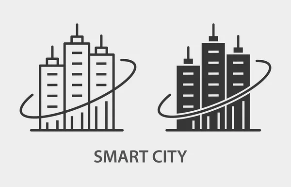 Smart City Vector Icon Black Illustration Isolated White Background Graphic — Stock Vector