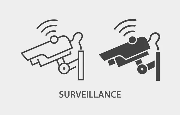 Video Surveillance Vector Icon Black Illustration Isolated White Background Graphic — ストックベクタ