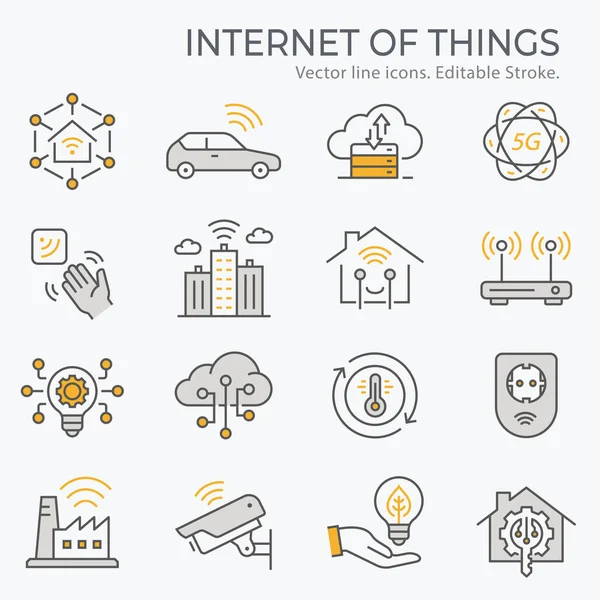 Internet Las Cosas Iconos Tales Como Ciudad Inteligente Inteligencia Artificial — Archivo Imágenes Vectoriales