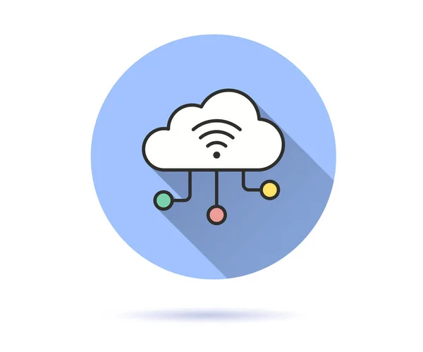 Cloud Services Icon Simple Illustration Long Shadow Isolated Graphic Web — Wektor stockowy