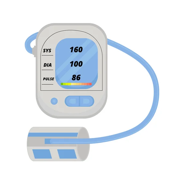 Medicinsk elektronisk tonometer platt vektor isolerad modern illustration — Stock vektor