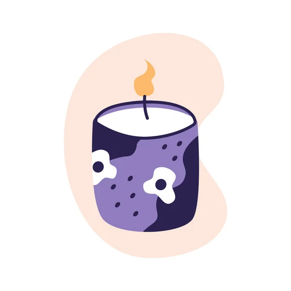 Decorative wax candles for relax and spa. Flat vector illustration in trendy colors, isolated on white background — Stock Vector