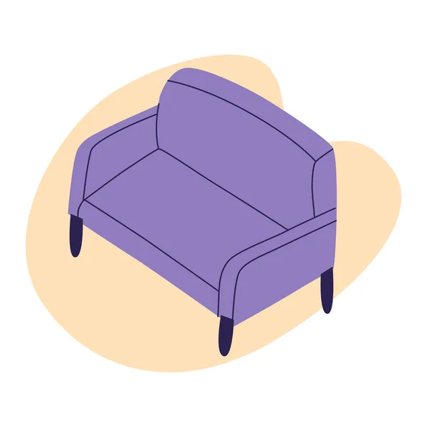 Sofa Comfortable Couch Seat Vector Flat Furniture Illustration Isolated White — Stockvektor