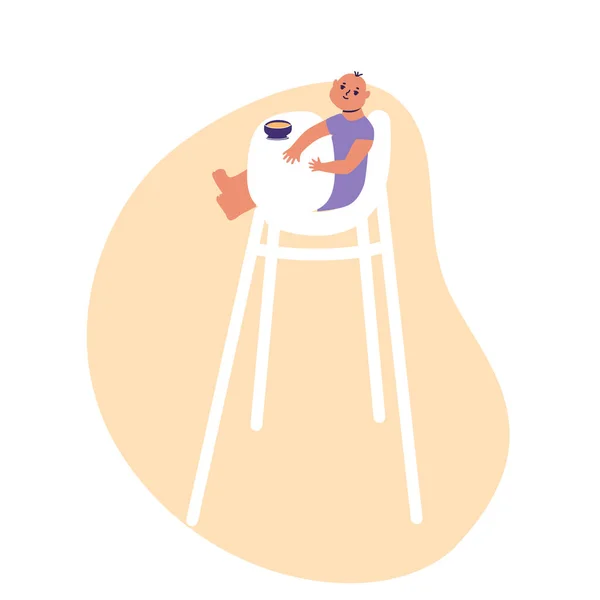 Baby Feeding Chair Flat Cartoon Vector Illustrtion Trendy Colors Isolated - Stok Vektor