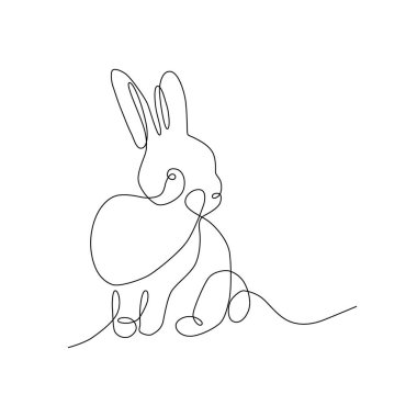 Rabbit abstract one continuous line illustration. Modern minimalist style bunny symbol of 2023 year silhouette for posters, web banners, post cards.