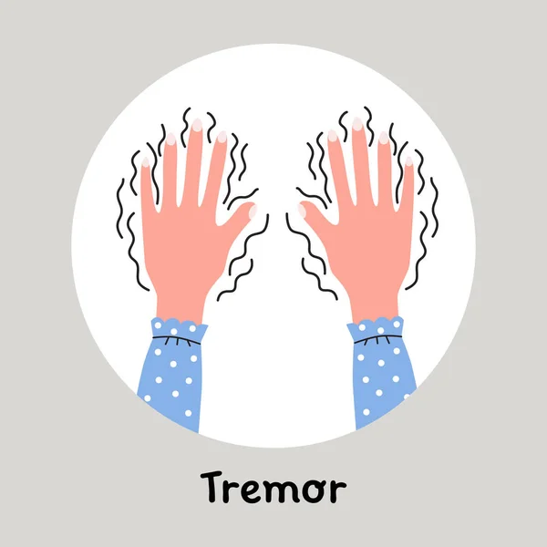 Tremor Tremores Nas Mãos Tremores Sintoma Dos Distúrbios Pânico Ilustração —  Vetores de Stock