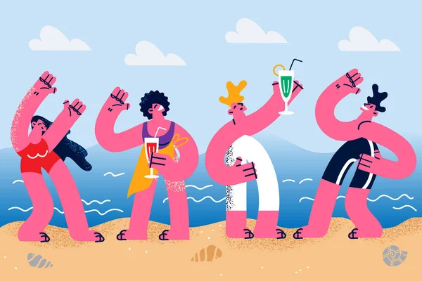 Faire la fête sur la plage pendant les vacances concept — Image vectorielle