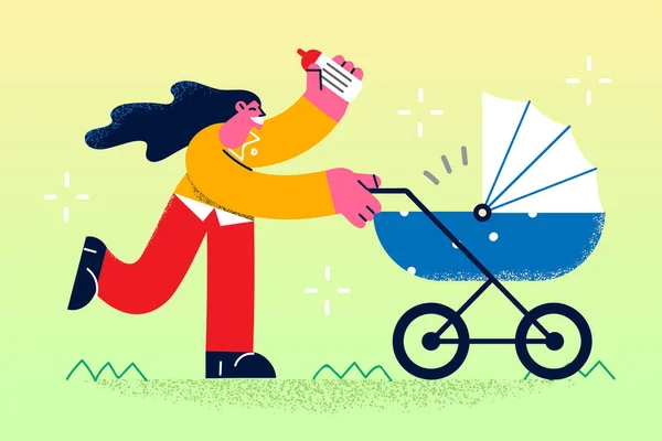Felici maternità e camminare con il concetto di bambino — Vettoriale Stock