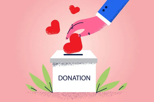 Caja de donación y concepto de amor — Archivo Imágenes Vectoriales