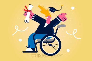 Mutlu engelli adam üniversite mezuniyetini kutluyor 