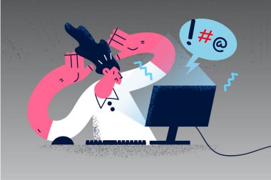 Stresli kadın bilgisayardaki problemden bıktı 