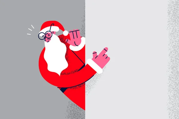 Babbo Natale sorridente saluta le persone con il nuovo anno — Vettoriale Stock