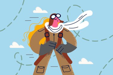 Eski üniformalı gülümseyen adam pilot. 