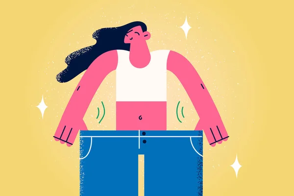 快乐的女人证明了节食的效果 — 图库矢量图片
