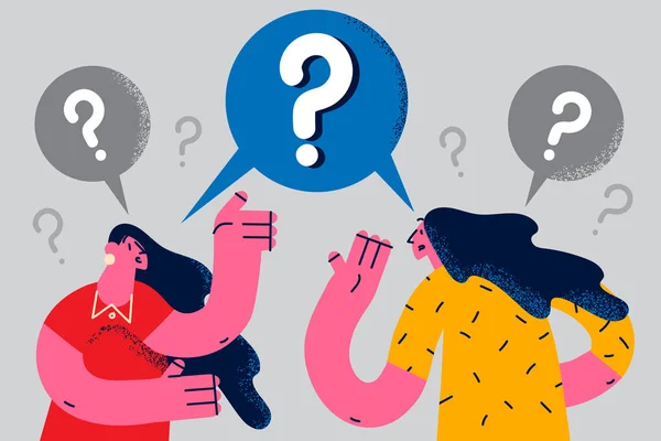 As mulheres falam se sentem confusas têm mal-entendidos na comunicação — Vetor de Stock