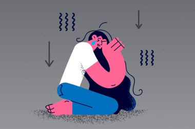Mutsuz kadın ağlaması depresyondan muzdarip