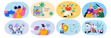 Koronavirüs salgınıyla korunan bir grup insan. 