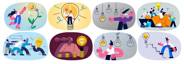 Bundle of businesspeople brainstorm over innovative ideas — Stock vektor