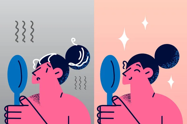 Женщина до и после парикмахерской — стоковый вектор