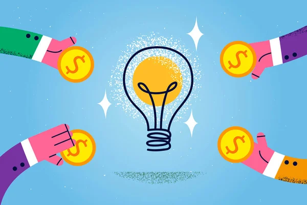 Los empresarios invierten dinero en ideas creativas de negocios — Vector de stock