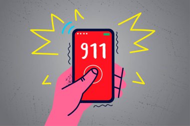 Person hold cellphone call 911 