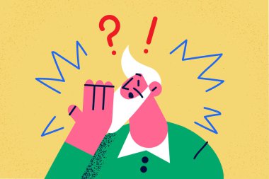 Amazed senior man feel shocked by unexpected news 