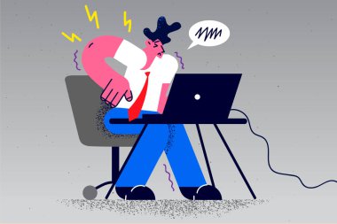 Unhealthy businessman suffer from backache from sedentary work 