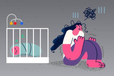 Unhappy woman suffer with postpartum depression 