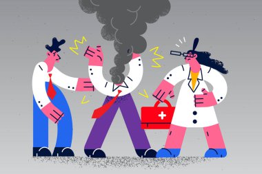 Doctor help businessman struggling with job burnout 